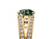 Split Shank Engagement Ring Setting for Fancy Green Round Cut Center with Pave Split Shank and Prong Head in Yellow Gold