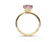 Minimalist Solitaire Engagement Ring Setting for Fancy Pink Cushion Cut Center with Thin Band and Prong Head in Yellow Gold