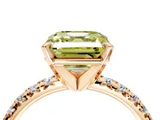 Solitaire Engagement Ring Setting for Fancy Yellow Asscher Cut Center with Large Accents and Prong Head in Rose Gold