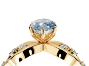 Solitaire Engagement Ring Setting for Fancy Blue Marquise Center with Criss-Cross Accent Band and Prong Head in Yellow Gold