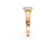 Solitaire Engagement Ring Setting for Radiant Cut Center with Wide Band, Pave Collar and Prong Head in Rose Gold