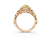 Solitaire Engagement Ring Setting for Fancy Yellow Pear-Shaped Center with Filigree Band and Prong Head in Rose Gold