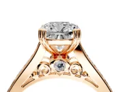 Solitaire Engagement Ring Setting for Cushion Cut Center with Channel Band and Double Claw Prong Head in Rose Gold