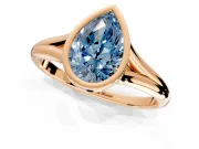 Solitaire Engagement Ring Setting for Fancy Blue Pear-Shaped Center with V Split Shank and Bezel Head in Rose Gold