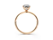 Solitaire Engagement Ring Setting for Radiant Cut Center with Straight Thin Band and Prong Head in Rose Gold