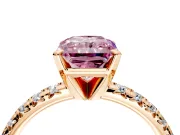 Solitaire Engagement Ring Setting for Fancy Pink Radiant Cut Center with Large Accents and Prong Head in Rose Gold