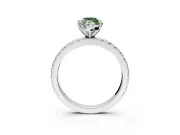 Solitaire Engagement Ring Setting for Fancy Green Marquise Center with Fine Pave Band and Claw Prong Head in Platinum