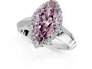 Halo Engagement Ring Setting for Fancy Pink Marquise Center with Knife Ridge Cathedral Band and Prong Head in Sterling Silver