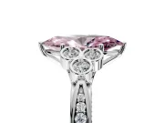 Cluster Engagement Ring Setting for Fancy Pink Marquise Center with Bezel Accent Clusters and Prong Head in White Gold