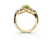 Cluster Engagement Ring Setting for Fancy Yellow Radiant Cut Center with Round Cut Accent Frame and Prong Head in Yellow Gold