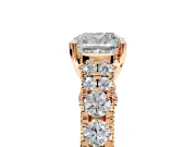 Solitaire Engagement Ring Setting for Cushion Cut Center with Pave Cathedral Shoulders and Prong Head in Rose Gold