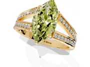 Split Shank Engagement Ring Setting for Fancy Yellow Marquise Center with Pave Split Shank and Prong Head in Yellow Gold