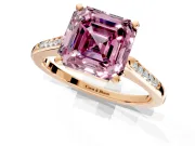 Solitaire Engagement Ring Setting for Fancy Pink Asscher Cut Center with Channel Accents and Prong Head in Rose Gold