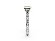 Solitaire Engagement Ring Setting for Fancy Green Princess Cut Center with Milgrain-Edged Pave Band and Prong Head in White Gold