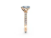 Open Basket Engagement Ring Setting for Fancy Blue Pear-Shaped Center with Pave Band and Prong Head in Rose Gold