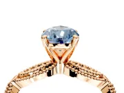 Solitaire Engagement Ring Setting for Fancy Blue Pear-Shaped Center with Marquise Panel Band and Prong Head in Rose Gold