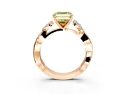 Floral Engagement Ring Setting for Fancy Yellow Asscher Cut Center with Trailing Marquise Accents and Prong Head in Rose Gold