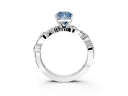 Solitaire Engagement Ring Setting for Fancy Blue Cushion Cut Center with Bar-Station Pave Twist and Prong Head in White Gold