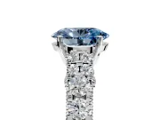 Solitaire Engagement Ring Setting for Fancy Blue Oval Center with Pave Cathedral Shoulders and Prong Head in Sterling Silver