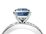 Solitaire Engagement Ring Setting for Fancy Blue Princess Cut Center with Channel-Set Accents and Prong Head in Sterling Silver