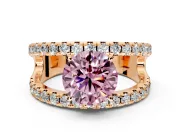 Solitaire Engagement Ring Setting for Fancy Pink Round Cut Center with Wide-Open Split Shank and Prong Head in Rose Gold
