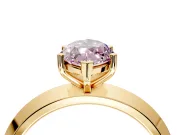 Solitaire Engagement Ring Setting for Fancy Pink Marquise Center with Wide Knife Ridge Band and Prong Head in Yellow Gold