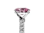 Open Basket Engagement Ring Setting for Fancy Pink Oval Center with Pave Band and Prong Head in Platinum
