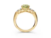 Cluster Engagement Ring Setting for Fancy Yellow Princess Cut Center with Round Cut Accent Frame and Prong Head in Yellow Gold