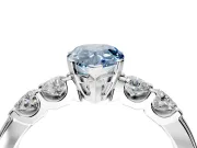 5 Stone Engagement Ring Setting for Fancy Blue Pear-Shaped Center with Plain Band and Prong Head in Platinum