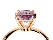 Minimalist Solitaire Engagement Ring Setting for Fancy Pink Radiant Cut Center with Thin Band and Prong Head in Rose Gold