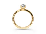 Solitaire Engagement Ring Setting for Pear-Shaped Center with Scrollwork Band and Prong Head in Yellow Gold