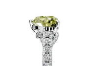 Solitaire Engagement Ring Setting for Fancy Yellow Heart-Shaped Center with Crossover Accents and Prong Head in Platinum