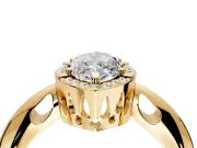 Halo Engagement Ring Setting for Marquise Center with Tapered Plain Band and Prong Head in Yellow Gold