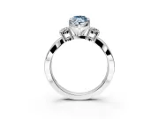 3 Stone Engagement Ring Setting for Fancy Blue Marquise Center with Pave Twist Band and Prong Head in White Gold