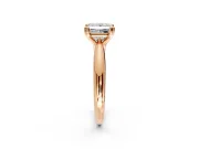 Solitaire Engagement Ring Setting for Princess Cut Center with Reverse Tapered Band and Prong Head in Rose Gold