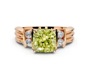 Solitaire Engagement Ring Setting for Fancy Yellow Cushion Cut Center with Grooved Bar Accent Band and Prong Head in Rose Gold