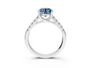 Solitaire Engagement Ring Setting for Fancy Blue Round Cut Center with Partway Pave Band and Prong Head in Platinum