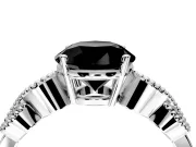 Leaf Engagement Ring Setting for Fancy Black Round Cut Center with Milgrain Accent Band and Prong Head in White Gold