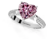 Solitaire Engagement Ring Setting for Fancy Pink Heart-Shaped Center with Multi-Row Accents and Prong Head in Sterling Silver