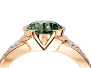 Bezel Engagement Ring Setting for Fancy Green Round Cut Center with Wide Channel-Set Band and Bezel Head in Rose Gold