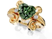 Solitaire Engagement Ring Setting for Fancy Green Heart-Shaped Center with Twisted Band and Scroll Prong Head in Yellow Gold