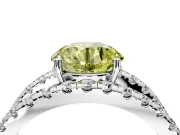 Solitaire Engagement Ring Setting for Fancy Yellow Round Cut Center with Wide-Open Split Shank and Prong Head in White Gold