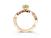 Solitaire Engagement Ring Setting for Fancy Yellow Oval Center with Bar-Station Pave Twist and Prong Head in Rose Gold