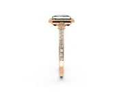 Halo Engagement Ring Setting for Fancy Green Radiant Cut Center with Pave Accents, Heart Basket and Prong Head in Rose Gold