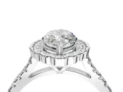 Milgrain Floral Halo Engagement Ring Setting for Marquise Center with Pave Band and Prong Head in Platinum