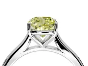 Solitaire Engagement Ring Setting for Fancy Yellow Cushion Cut Center with Narrow Cathedral Band and Prong Head in White Gold