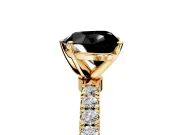 Open Basket Engagement Ring Setting for Fancy Black Heart-Shaped Center with Pave Band and Prong Head in Yellow Gold