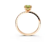 Solitaire Engagement Ring Setting for Fancy Yellow Emerald Cut Center with Fine Pave Narrow Band and Prong Head in Rose Gold