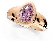 Solitaire Engagement Ring Setting for Fancy Pink Pear-Shaped Center with Wide Band and Bezel Head in Rose Gold