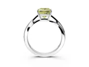 Solitaire Engagement Ring Setting for Fancy Yellow Princess Cut Center with Plain Bypass Twist Band and Prong Head in Platinum